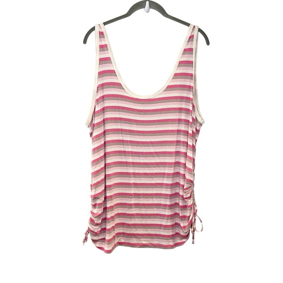 Torrid Super‎ Soft Pink Stripes Scoop Neck Side Tie Tank Stretchy Beach Knit 3X - Picture 2 of 6